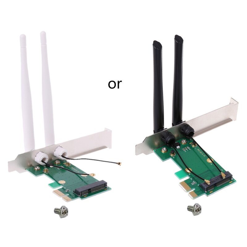 محول PCI-E صغير إلى PCI-E مع 2 هوائيات بطاقات صغيرة تدعم سطح المكتب SSD WLAN