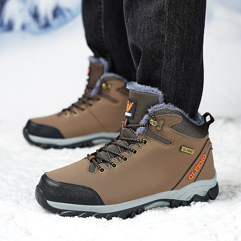 قوي-أحذية المشي لمسافات طويلة مقاوم للماء للرجال ، أحذية تسلق الجبال الدافئة ، أحذية الثلوج غير رسمية ، والأزياء في الهواء الطلق ، وأعلى جودة ، والشتاء