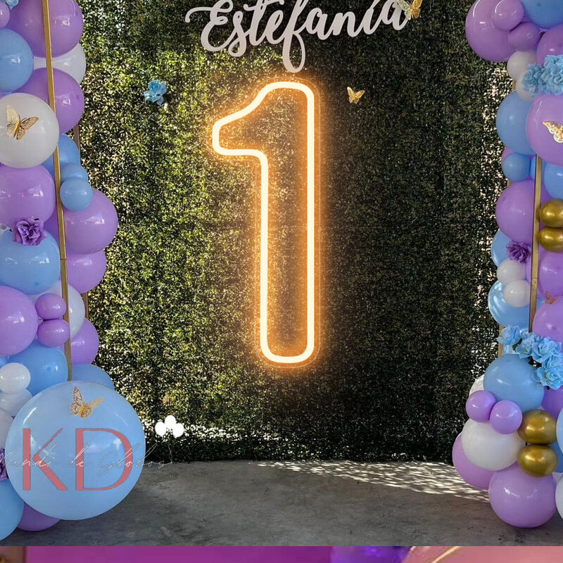 مخصص رقم 1 النيون علامات جدار ديكور LED تضيء علامات لغرفة النوم الزفاف ديكور الأولى أرقام حفلة عيد ميلاد مصباح الاطفال هدية