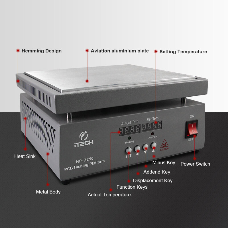 ITECH HP-B350 ارتفاع درجة الحرارة متعددة الأغراض منصة التدفئة 35x30 سنتيمتر لوحة التدفئة الكهربائية ل Pcb الهاتف مختبر إصلاح الخ