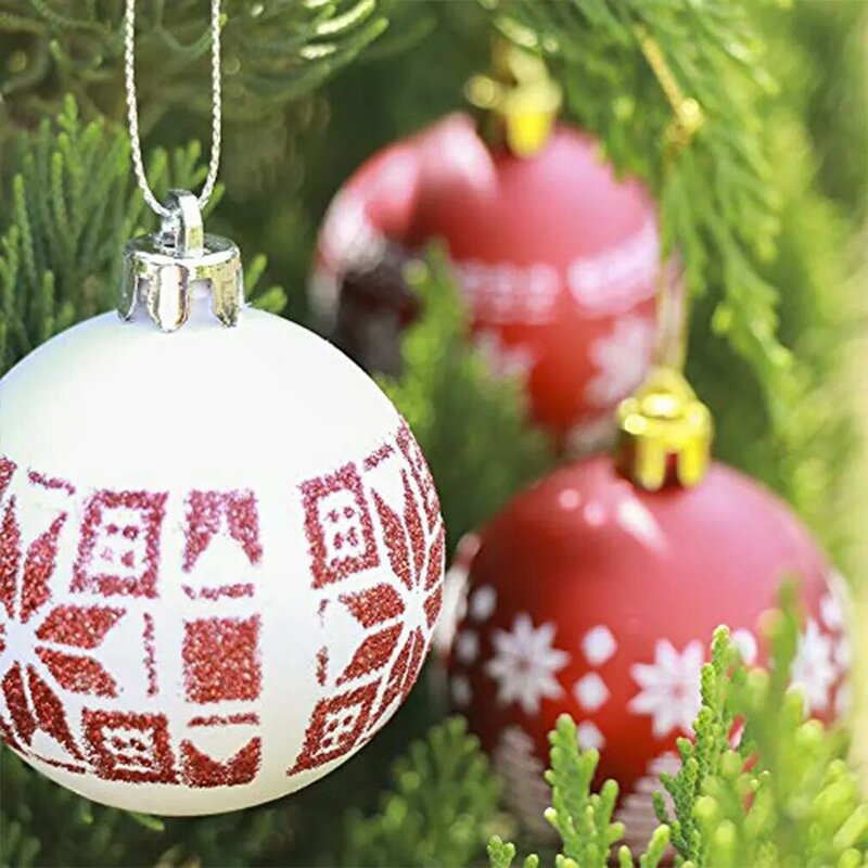 زخرفة شجرة عيد الميلاد البلاستيكية المعلقة ، كرة الحلي ، ديكور المنزل ، جديد ، غرفة ، 6 سنتيمتر ، 2024