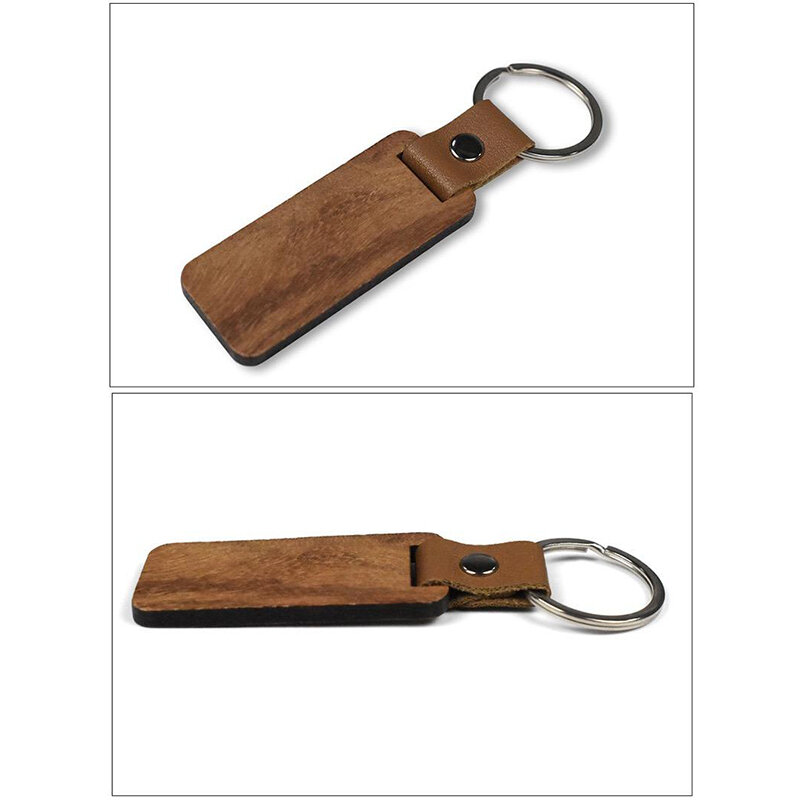 سلسلة مفاتيح خشبية فارغة ، قلادة من الجلد الصناعي ، تصنعها بنفسك ، 40