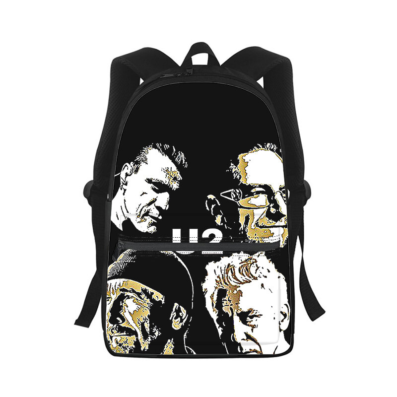 U2 الفرقة الرجال النساء على ظهره ثلاثية الأبعاد طباعة موضة طالب حقيبة مدرسية محمول على ظهره الاطفال السفر حقيبة الكتف