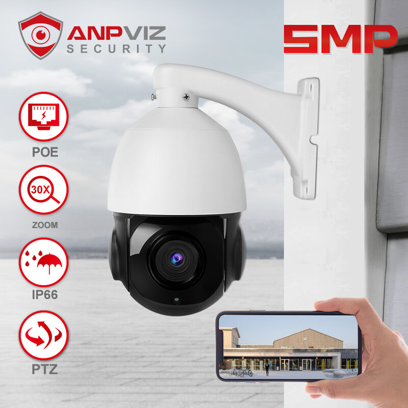 Anpviz 5MP PTZ كاميرا في الهواء الطلق 30X التكبير سرعة قبة الأمن مراقبة POE كاميرا IP IR 80m IP66 P2P عرض