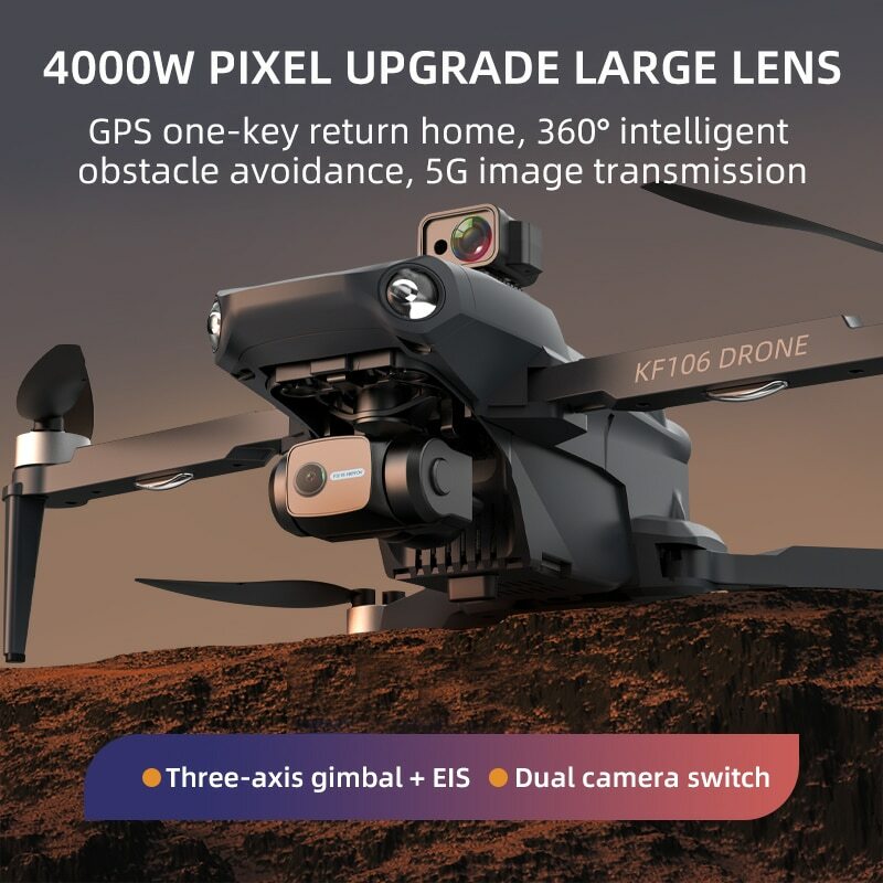 2023 KF106 ماكس بدون طيار 10K المهنية 5G واي فاي HD كاميرا مزدوجة 3 محور Gimbal فرش السيارات المضادة للاهتزاز طوي كوادكوبتر 6 كجم