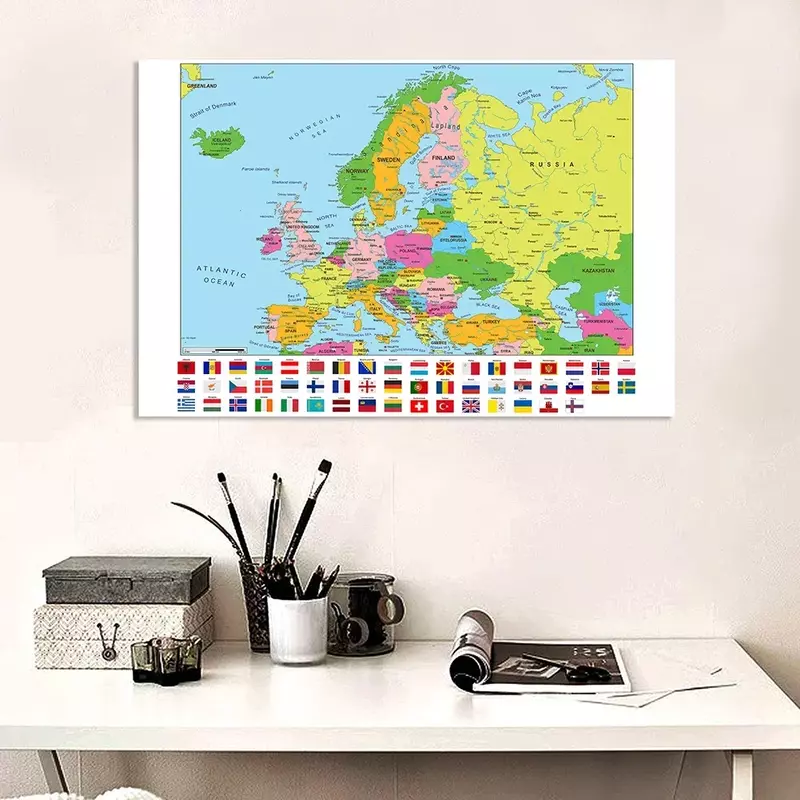 لوحة قماشية غير منسوجة بأعلام الريف ، أوروبا ، ملصق حائط ، ديكور منزلي ، مستلزمات مدرسية ، عالم ، فينيل ، 150x100cm