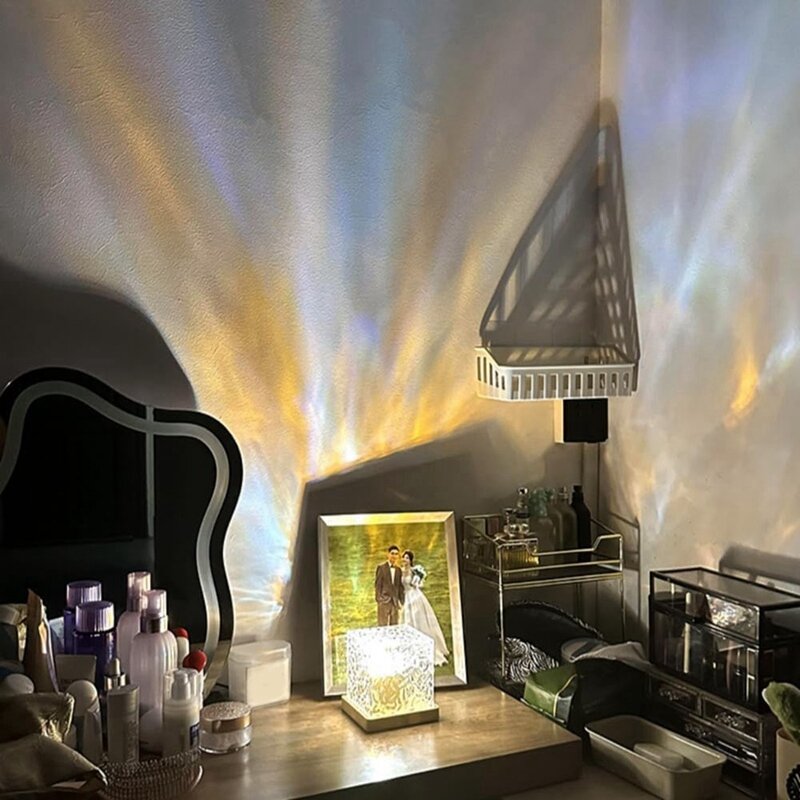 أضواء تأثير موجة الشفق المائي لغرفة النوم ، الأضواء الشمالية ، مصباح 16 لون