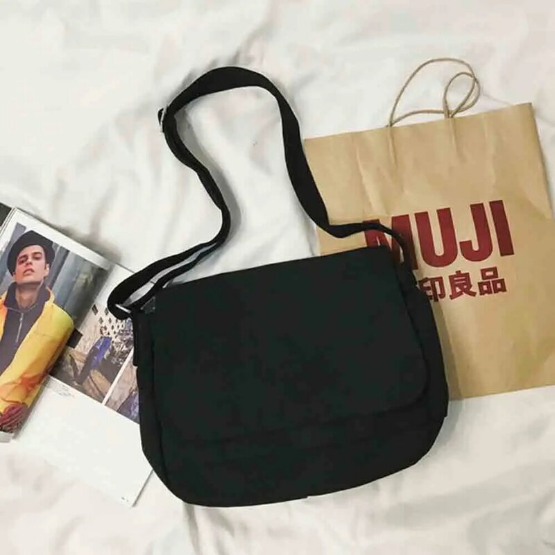 حقيبة ساعي اليابانية متعددة الوظائف حقيبة ساعي الشباب Harajuku متواضع بسيط محمول واحد الكتف نمط فلامنغو حقائب