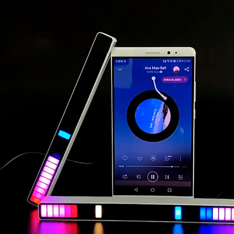 32 LED الموسيقى التحكم الصوتي لاقط ضوء RGB الملونة قطاع ضوء إيقاع مصباح جو ضوء الليل لشريط الصوت لعبة سيارة ديكور