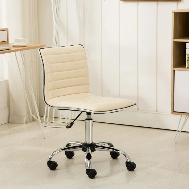 كرسي مكتب قابل للتعديل من فريمو مع رفع هوائي ، كروم ، بيج ، راحة ودعم معززين