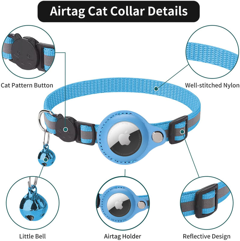 2023 مناسبة لأبل Airtag المقتفي حامي مكافحة خسر الحيوانات الأليفة محدد طوق القط عاكس جرس طوق airtags أبل