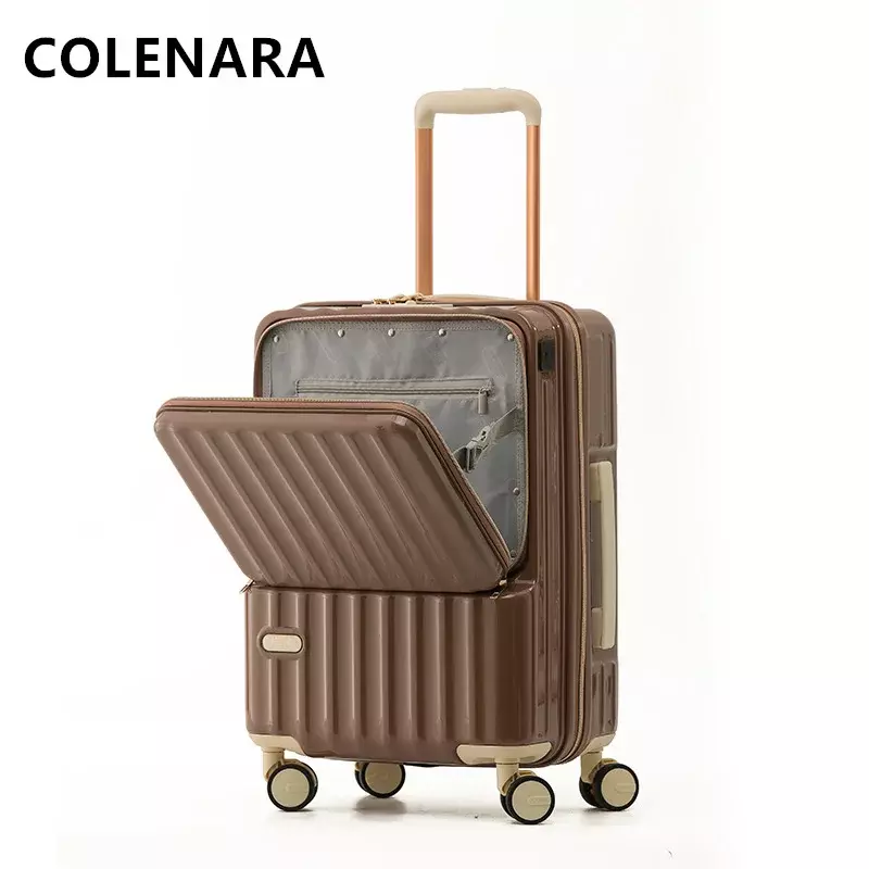 COLENARA-حقيبة سفر مع فتحة أمامية ، حقيبة مقصورة للكمبيوتر المحمول ، حقيبة تروللي ، أمتعة مقصورة ، شحن USB ، 20 بوصة ، 24 بوصة ، ABS وجهاز كمبيوتر ، جديد