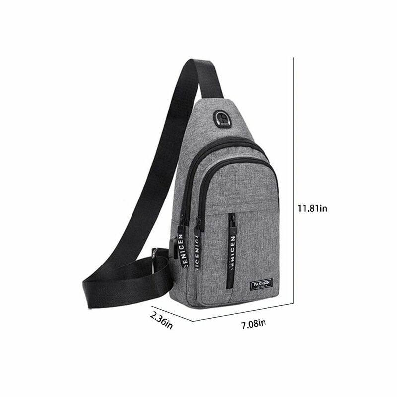 حقيبة كروس مضادة للسرقة متعددة الأغراض للرجال ، حمالة كتف ، منفذ شحن USB ، حقيبة صدر مضادة للماء