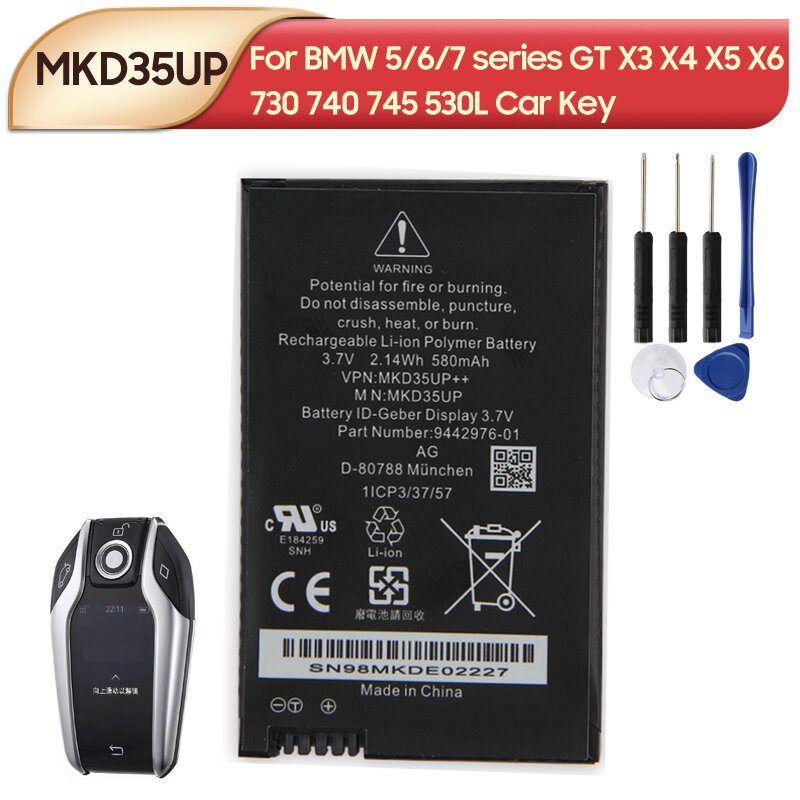 مفتاح السيارة بطارية MKD35UP لسيارات BMW 5/6/7 series GT X3 X4 X5 X6 730 740 745 530L عرض مفتاح التحكم عن بعد السيارة 580mAh