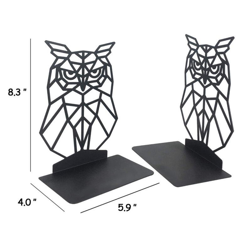 Owl Metal Book Ends Black Hollow Out Owl Book Ends Book Holder Decoration For Office Room Desk Organizer Office Organization