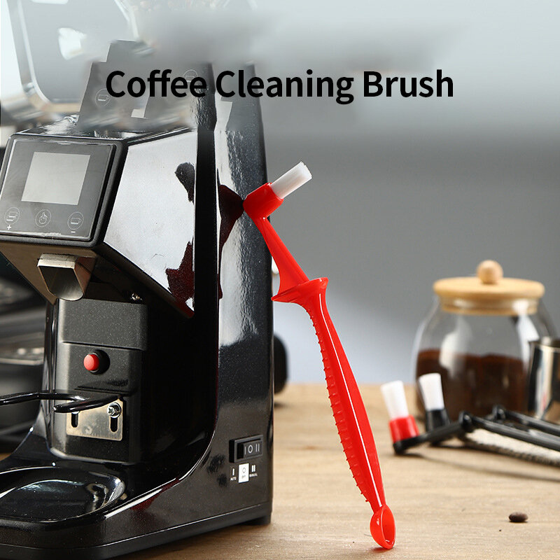 فرشاة تنظيف آلة القهوة مع ملعقة ، أداة آلة اسبريسو ، إكسسوارات القهوة