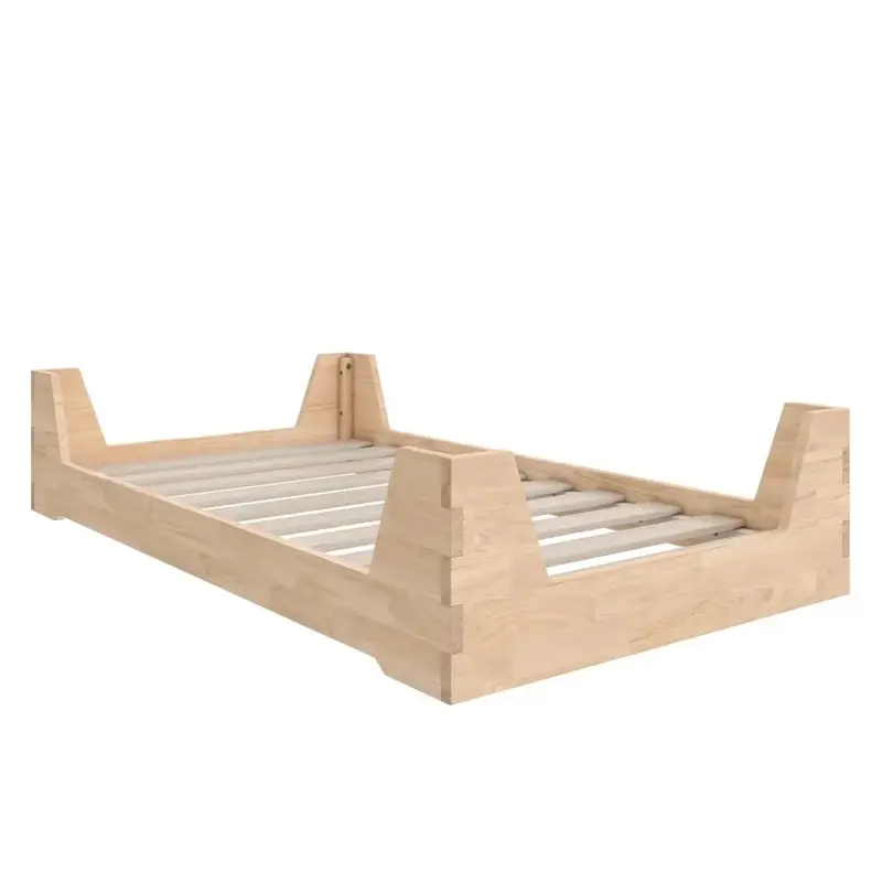 إطار سرير أرضية طفل مونتيسوري ، مافريك ، مرتفعان ، إطار سرير خشبي طبيعي