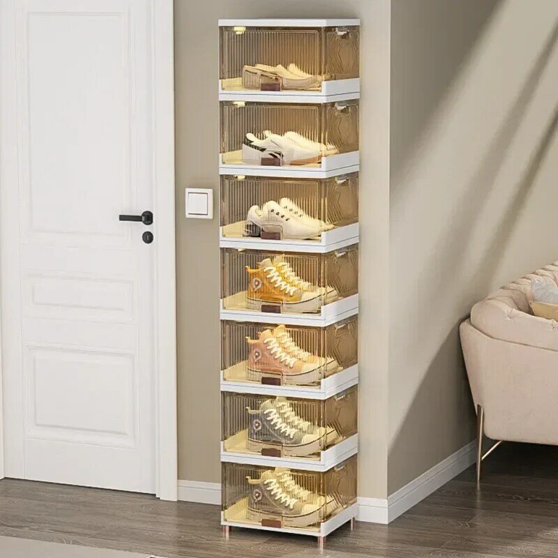 صندوق أحذية قابل للطي مقاوم للأتربة متين ، خزانة أكريليك ، سعة كبيرة ، راقي ، قوي