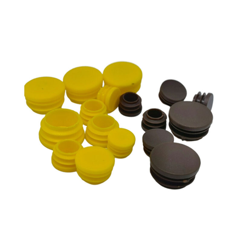 10PCS Round/Square Plastic Blanking End Caps Foot Pad Pipe Tube Inserts Plugs Stopper Yellow/Brown