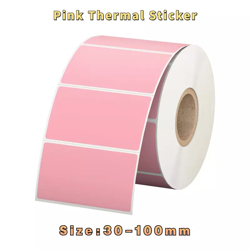 ملصقات الملصقات الحرارية المباشرة ، استبدال اللون الوردي ، الشحن عنوان ذاتية اللصق ، الباركود لجميع طابعة التسمية 30-100 مللي متر