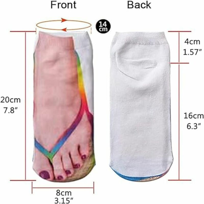 جوارب قصيرة بنمط ثلاثي الأبعاد للنساء ، مصنوعة من البوليستر والقطن ، قطع منخفض ، نمط غير رسمي