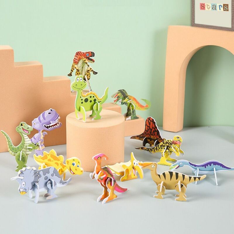 مصغرة الصلب ورقة ديناصور بانوراما ، التعليم المبكر ، لغز ثلاثية الأبعاد ، هدية حفلة عيد ميلاد ، ألعاب الكرتون للأطفال ، نمط عشوائي ، 10 قطعة