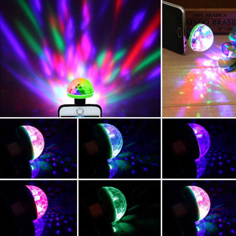 DJ LED أضواء المحمولة جهاز عرض USB صغير المرحلة ماجيك الكرة داخلي سيارة المنزل الطرف لابل أندرويد الهاتف ديسكو مصباح