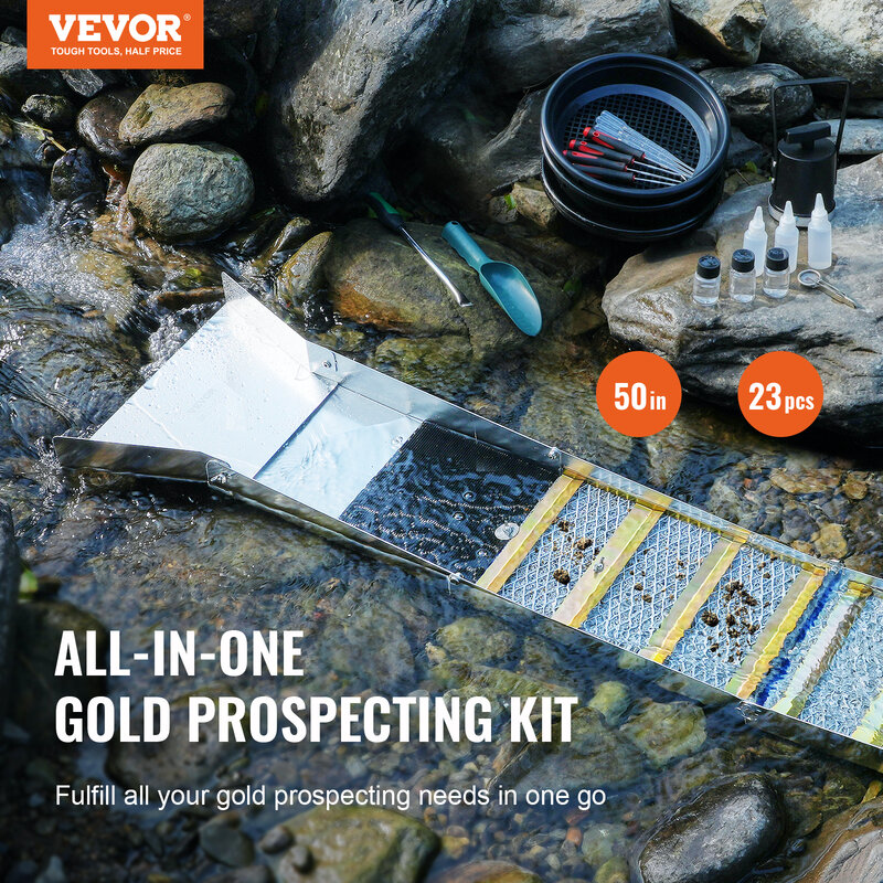 صندوق تصوير كامل VEVOR ، معدات تعدين سبائك الألومنيوم الذهبية بالغسل ، مجموعة التنقيب عن الذهب ، 23 ، 16 ، 50 بوصة ، 12 بوصة
