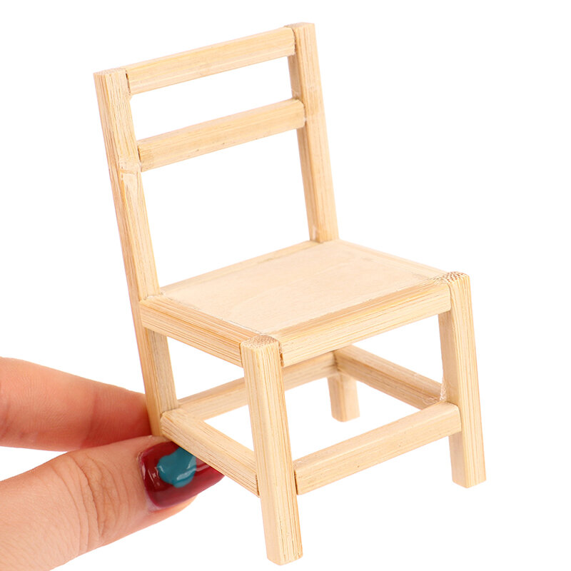1 قطعة دمية مصغرة لعبة الأثاث الخشبي طاولة الطعام كرسي مكتب صغير محاكاة المشهد دمية