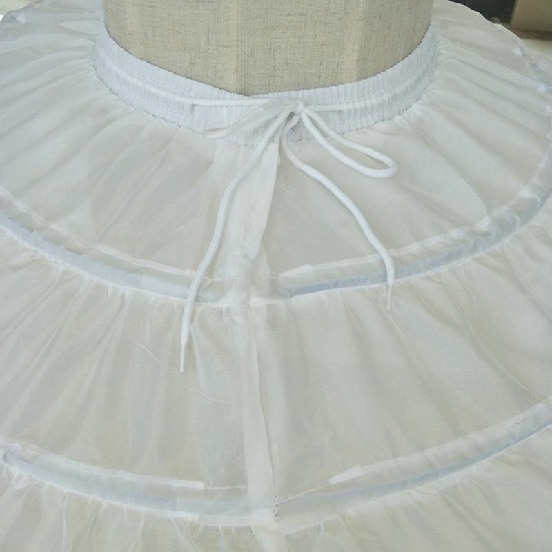 الأطفال الفتيات 3 الأطواق الصلب الأبيض ثوب نسائي ثوب زفاف تنورة داخلية مطاطا حزام الرباط ألف خط تنورة حافة