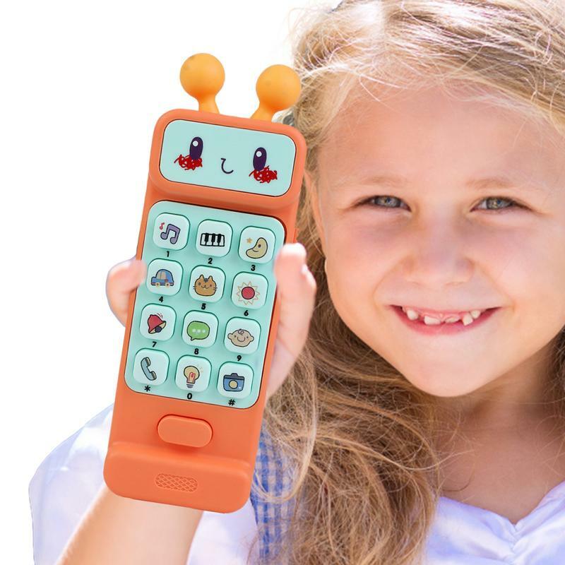 لعبة هاتف تعليمية مبكرة مع الموسيقى والأضواء ، هاتف الطفل ، قطعة أثرية للنوم ، محاكاة ، 12 وظيفة