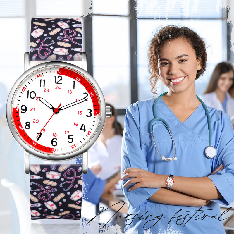 ساعة لانكاردو كوارتز للممرضة ، ساعة طبيب مقاومة للماء ، سهلة القراءة ، جيل السيليكا الرقمي ، الموضة