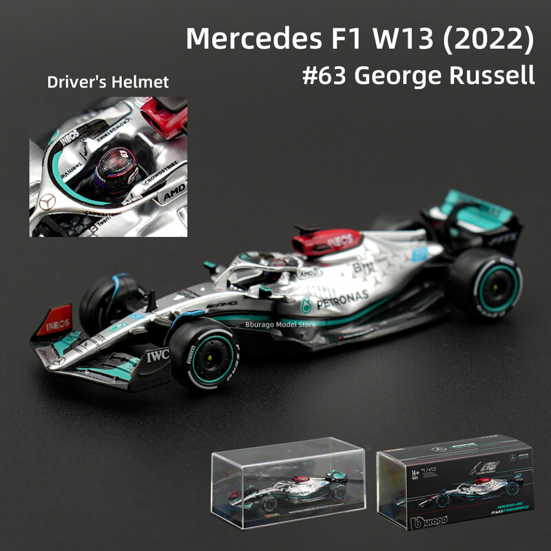 Bburago 1:43 2022 مرسيدس-AMG W13 MCL36 C42 F1-75 RB18 F1 الفورمولا سباق السيارات ثابت دييكاست سبيكة نموذج سيارة صندوق أكرليك