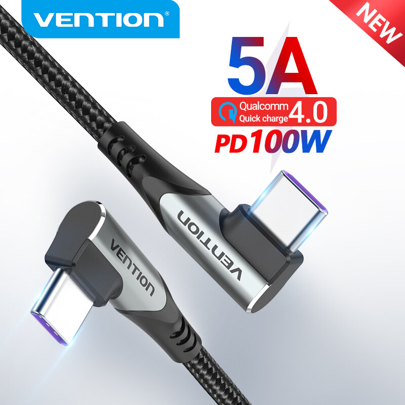 Vention-كابل USB PD 100W من النوع C إلى USB C ، شحن سريع ، متوافق مع Samsung S10 S20 MacBook Pro iPad 4.0 PD