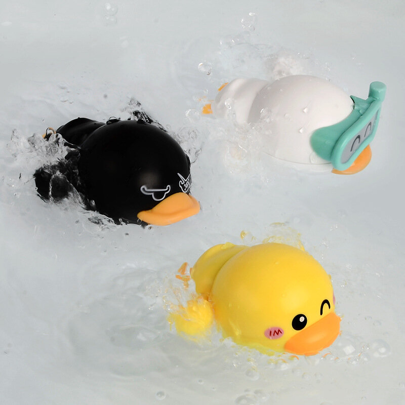 بيع لطيف الكرتون الحيوان ليتل الأصفر DuckClassic الطفل المياه لعبة الرضع السباحة الضفادع الجرح سلسلة عقارب الساعة الاطفال شاطئ حمام لعبة