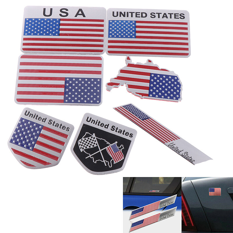 1 قطعة شارة ملصق دراجة نارية ملصق سيارة التصميم ثلاثية الأبعاد سبائك الألومنيوم الأمريكية الولايات المتحدة الأمريكية خريطة العلم الوطني شعار