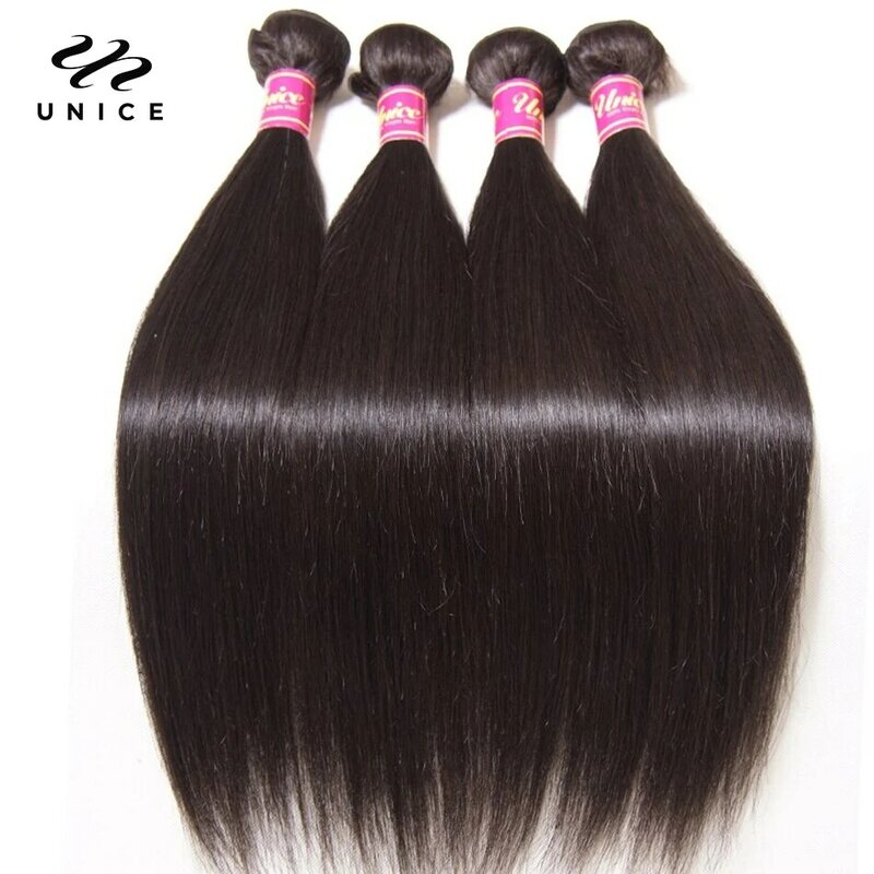 UNICE حزم شعر مستقيمة من بيرو ، لون طبيعي ، 100% وصلة شعر بشري ، نسيج شعر أصلي ، 8-30 بوصة ، 1 حزمة ، 3 حزم ، 4 حزم