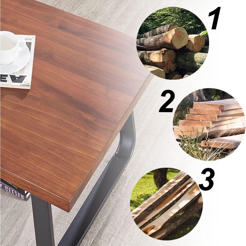 طاولة قهوة من الخشب الطبيعي ، طاولة مركزية من الخشب الصلب لغرفة المعيشة ، صناعة معدنية ريفية ، لون بني من الخشب الحقيقي ، 47 في