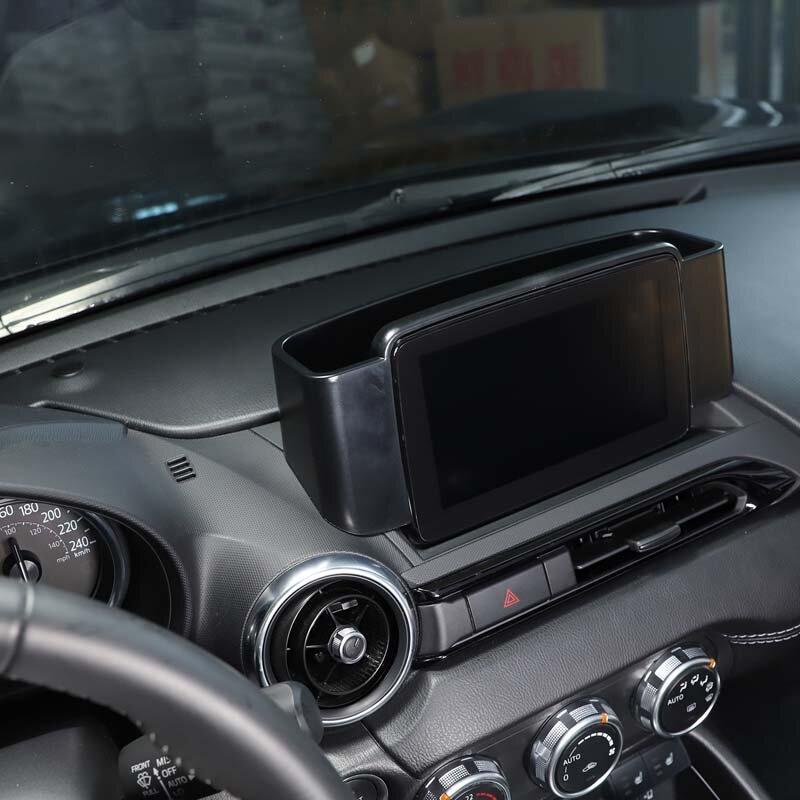 سيارة التحكم المركزي شاشة الملاحة ، صندوق تخزين خلفي ، علبة الهاتف المحمول ، الملحقات الداخلية ، أسود ABS ، مازدا MX-5 2016-2023