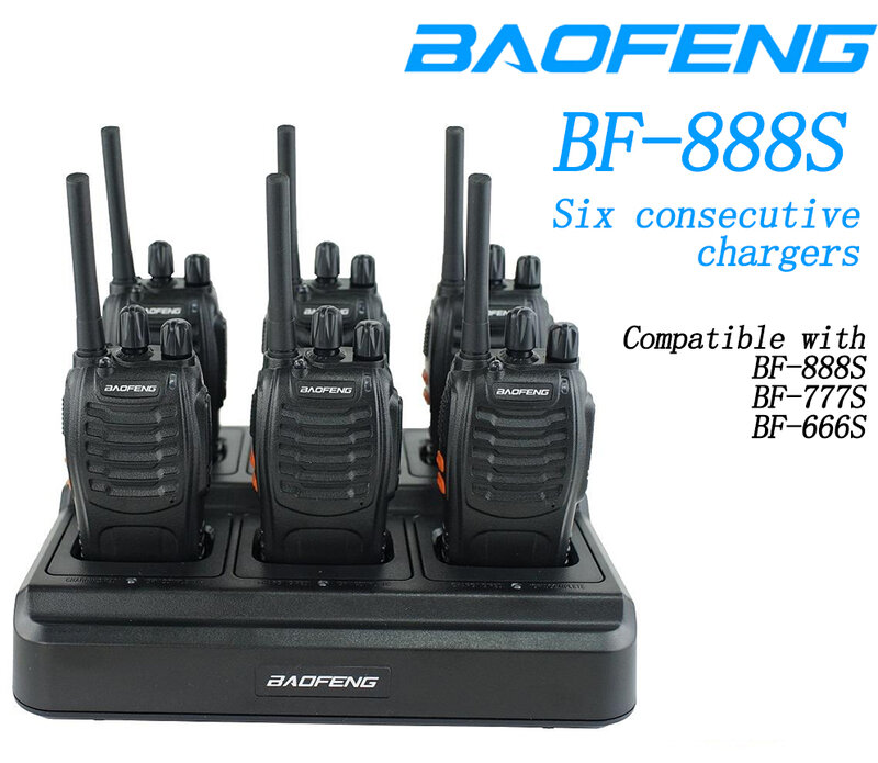 Baofeng 888s 6 معبأة مجموعة كاملة مع ستة طريقة شاحن uhf 2 طريقة راديو يده baofeng اسلكية تخاطب BF-666S 777S اسلكية تخاطب التيار المتناوب