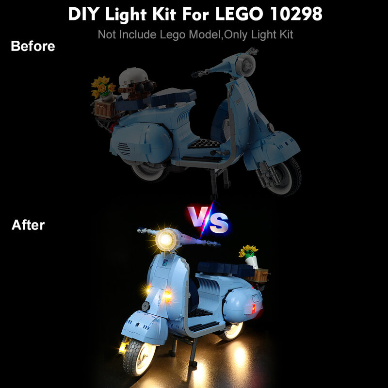 مجموعة إضاءة LED فونادو لعام 10298 العطل الروماني فيسبا 125 مجموعة اللبنات لعب للأطفال ، لا تشمل النموذج