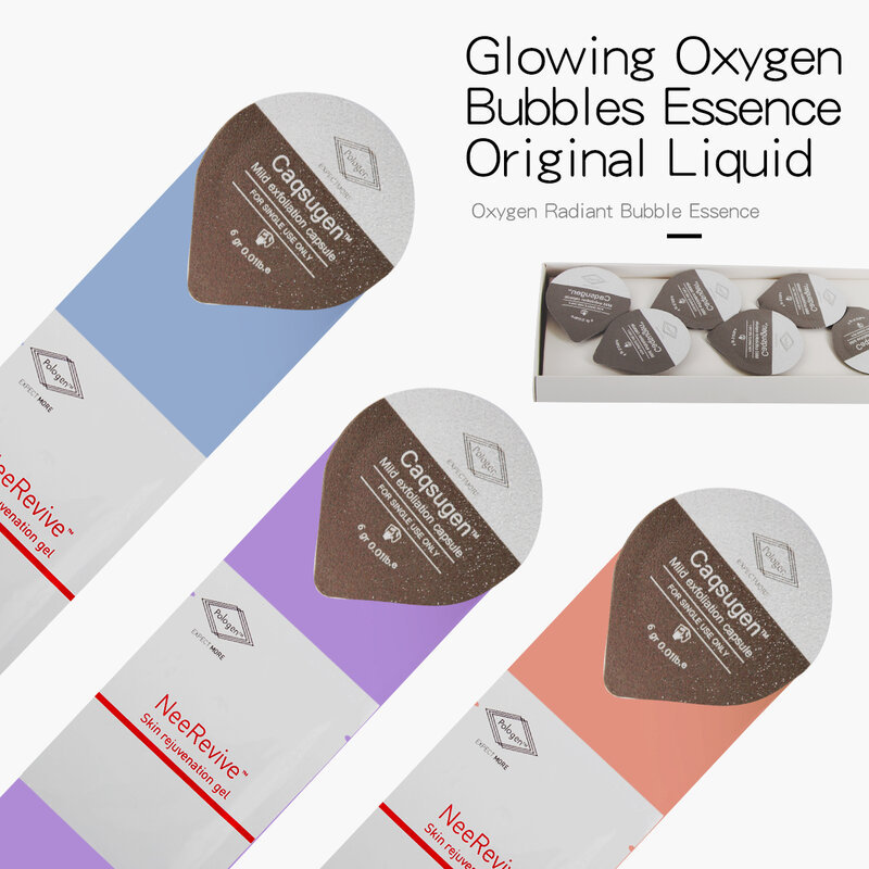 طقم علاج فقاعة الأكسجين ، كبسولات Glowskin Pods e طقم أخضر ، تجديد شباب بشرة الوجه ، ثاني أوكسيد ثاني أوكسيد ثاني أوكسيد
