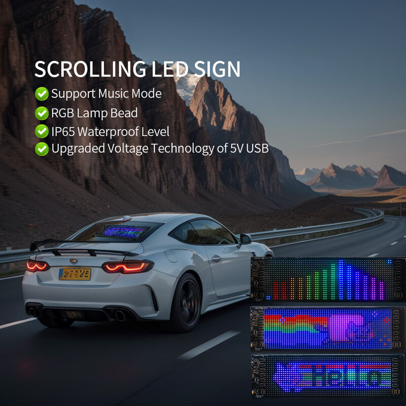 لوحة بكسل مرنة بمصفوفة ليد ، إعلان ذاتي التصميم بالتمرير ، شعار السيارة ، RGB قابل للعنونة ، تطبيق بلوتوث ، USB ، 5 فولت