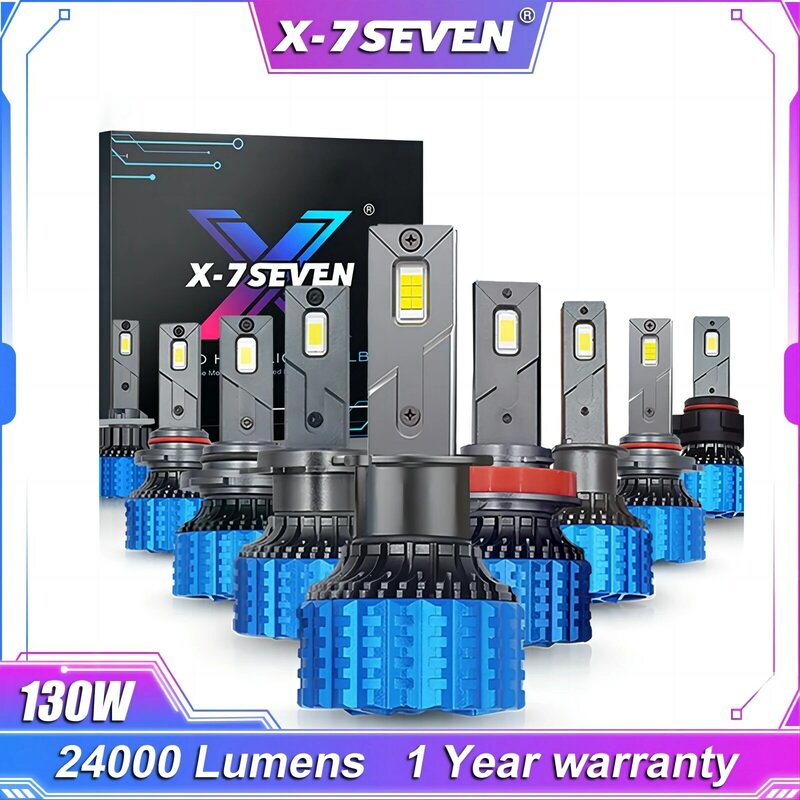 X-7SEVEN X-ULTRA 130 واط 24000LM CANBUS 6500 كيلو LED المصباح لمبة لسيارة 9004 9005 9006 9007 9012 H1 H4 H7 H11 H13 5202 880/881