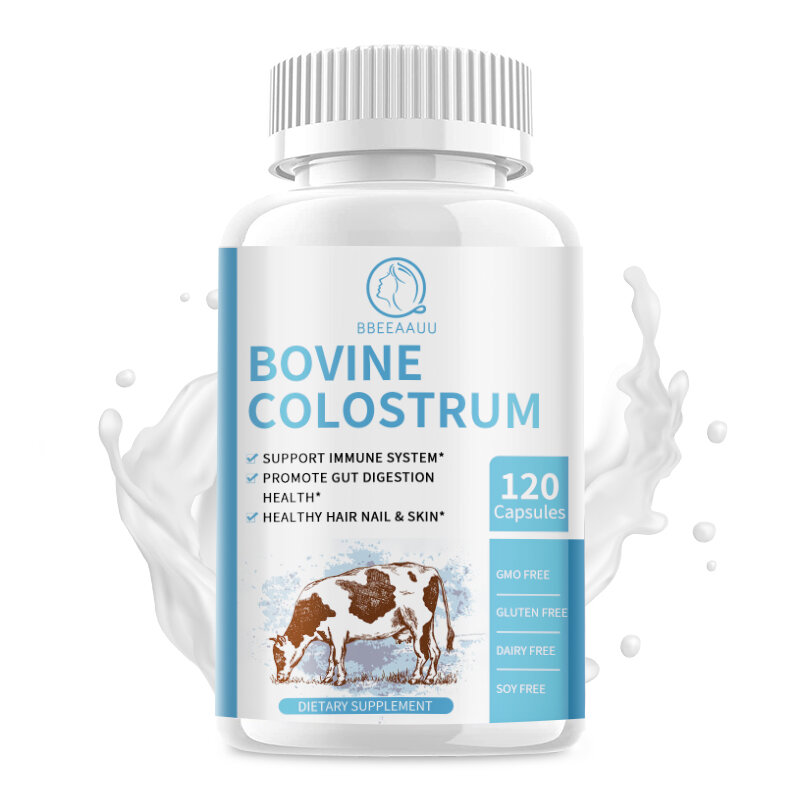 كبسولات BBEEAAUU-Colostrum ، تدعم الصحة المعوية والرقمية ، الشعر والأظافر والجلد والعضلات الصحية ، أو MG probioic Bovine