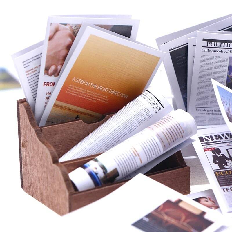 بيت الدمية الديكور صحيفة اللون ، محاكاة صغيرة ، الدعائم مجلة الأخبار ، الدعائم مشهد اطلاق النار ، 6 قطعة لكل مجموعة