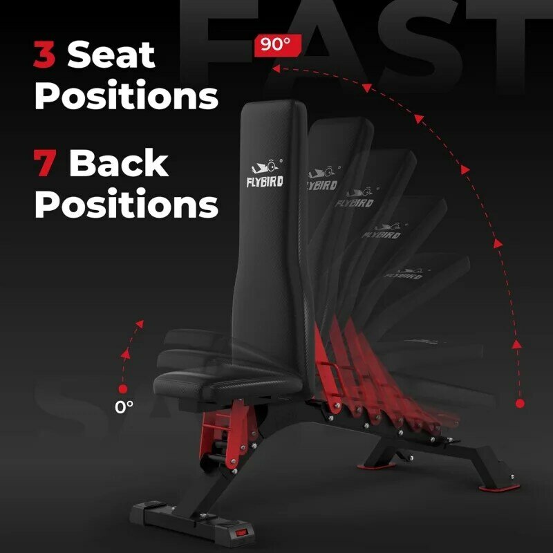 FLYBIRD-مقعد تمرين قابل للتعديل للخدمة الشاقة ، مقعد تدريب القوة ، سعة وزن 1200lbd