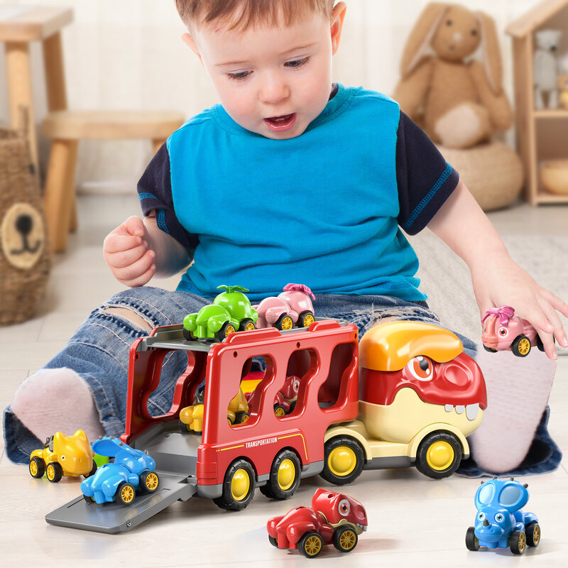 السحرية ديناصور الاطفال سيارة لعبة مجموعة نقل لعبة مع 5 قطع ديناصور الشكل سيارة أطفال التعليمية هدية للبنين والبنات