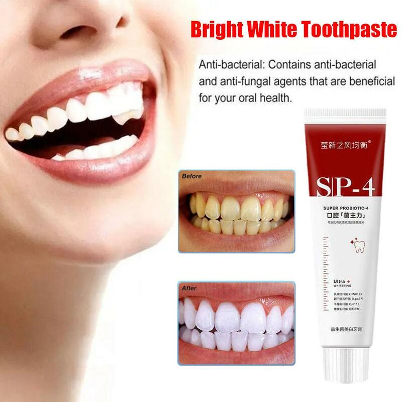 معجون أسنان بريبيوتيك برايتنغ ، معجون أسنان مبيض ، لثة أسنان الأسنان ، تنظيف طازج لصحة الفم ، B Care ، SP-4 ، 120g ، W3E8