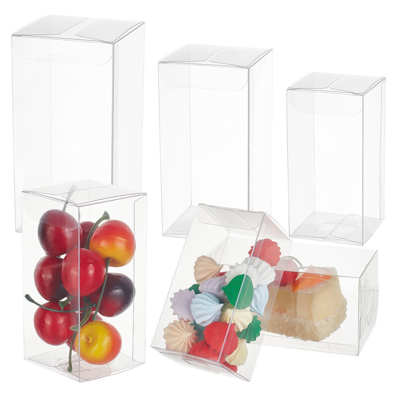 30 قطعة متعددة الحجم مستطيل واضح صندوق من البلاستيك البلاستيكية مقاوم للماء للطي هدية صناديق التعبئة والتغليف لحفل زفاف حلوى لصالح التخزين